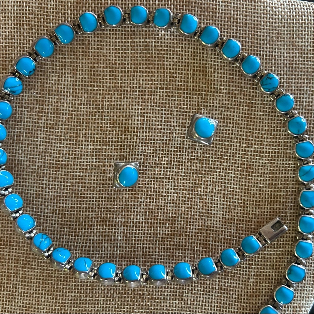 Taxco Silver & Turquoise Necklace and earrings set